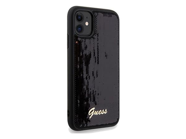 Guess Sequin Script metallskal för iPhone 11 / Xr - svart