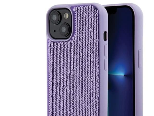 Hard Case Guess Sequin Script Metal for Apple iPhone 15, Purple