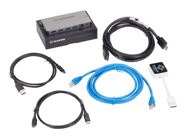 Black Box USB-C Docking Station DisplayPort Bundle - Dokkingstasjon - USB-C - HDMI - 1GbE