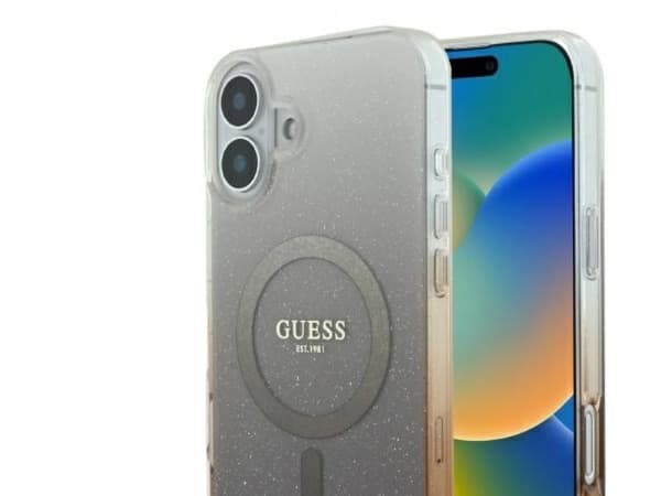 Guess IML Glitter Gradient MagSafe - iPhone 16-deksel (brun)