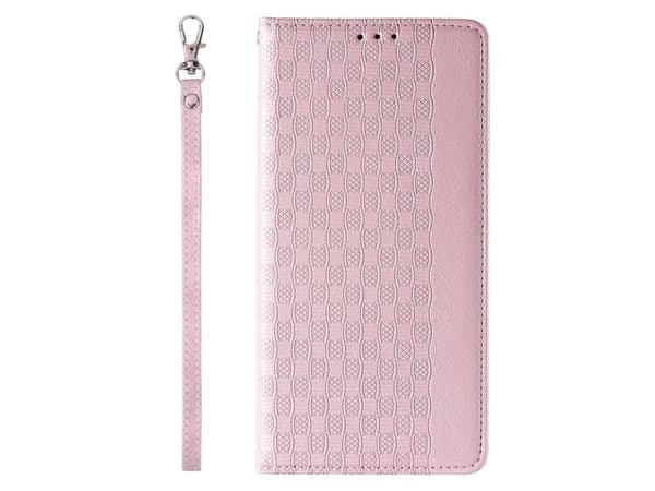 Magnet strap-etui til iPhone 14 Plus - flip wallet mini-snor/stativ - rosa