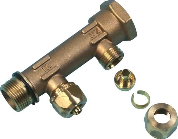 Uponor ford.rør 3/4-15mm 3stud - m.fast muffe pex