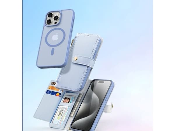 Dux Ducis Lawa lær-etui til iPhone 15 Pro - blå