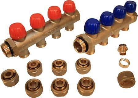 Wavin Tigris Fordelerrørssæt 1" 4vejs Inkl. 20x2,0 mm Pex koblingssæt