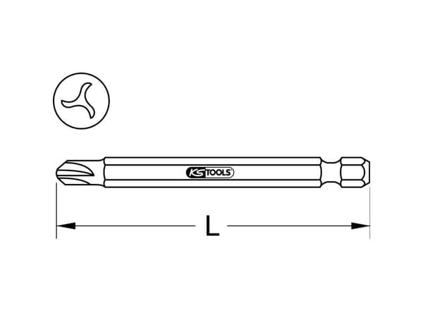 KS Tools 911.7809 Tri-Wing Bit 2 Erikoisteräs E 6.3 1 kpl