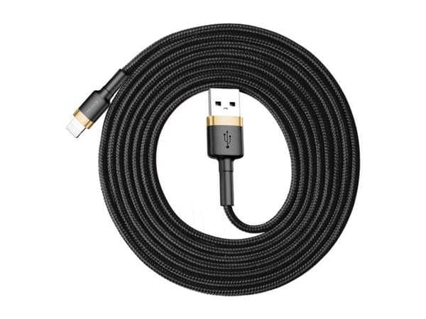 Baseus CALKLF-CV1, 2 m, USB A, Lightning, Hanstik, Hanstik, Sort, Guld