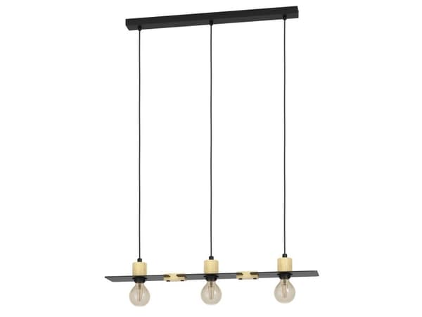 EGLO BRAMERTON langbord 3L E27 sort/tre FSC