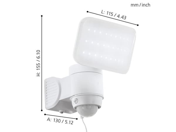 EGLO CASABAS solcelle-vegglampe hvit med sensor