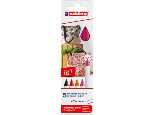 Edding Textilpenna 1mm 5 färger