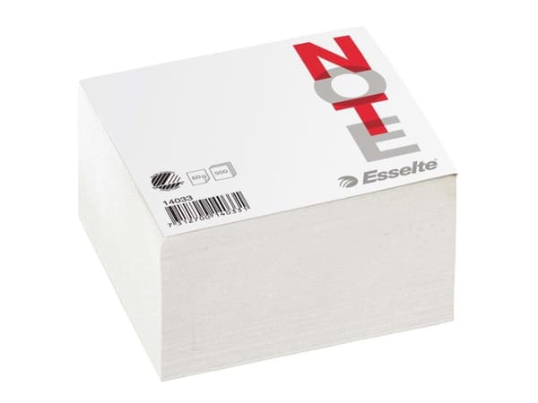 Kubusblok Esselte notes 100x100 mm 500 ark hvid  - (karton á 12 stk.)