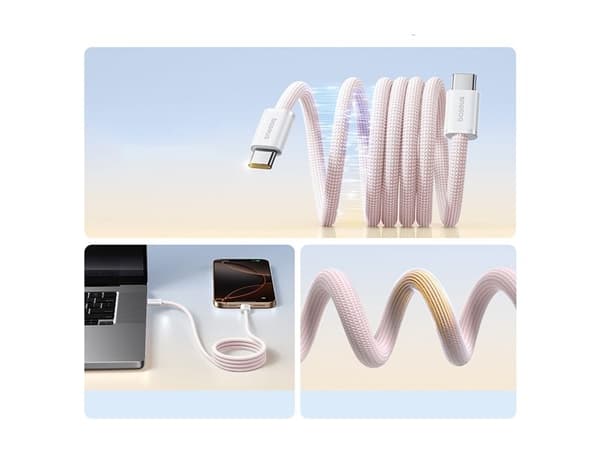 Baseus Dynamic 4 Pro 100W USB-C - USB-C 1m kaapeli - vaaleanpunainen väri
