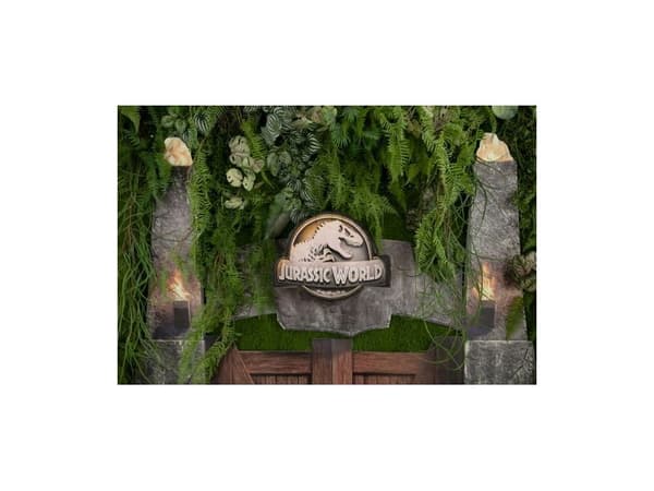Jurassic World -logolla varustettu ilmapallo