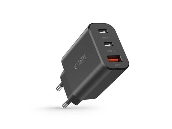 Tech-Protect NC30W laddare 2x USB-C PD 30W / USB-A QC 3.0 - svart