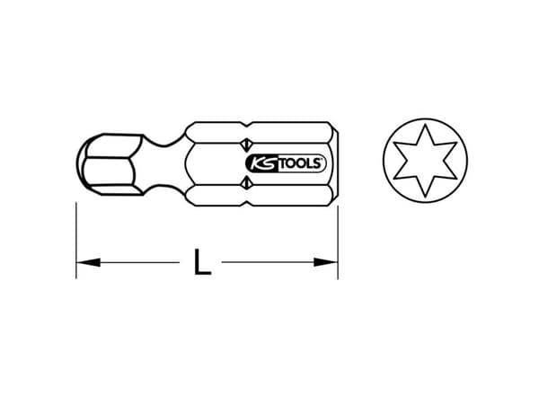 KS TOOLS 1/4" CLASSIC Bit TX, 25mm, kulehode, TX30, 5-pack (911.3398)