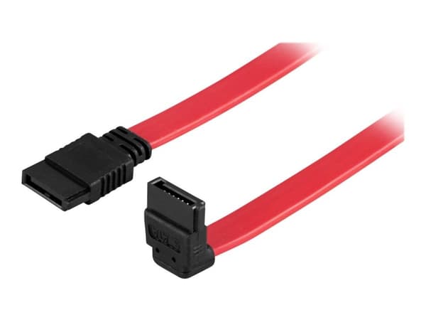 DELTACO - SATA-kabel - SATA (hun) til SATA (hun) - 50 cm - nedvinklet stikforbindelse, lige stikforbindelse - rød
