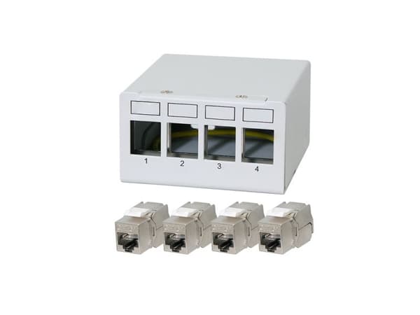 LogiLink Patch panel 4 port with 4 Cat.6A Keystone modules