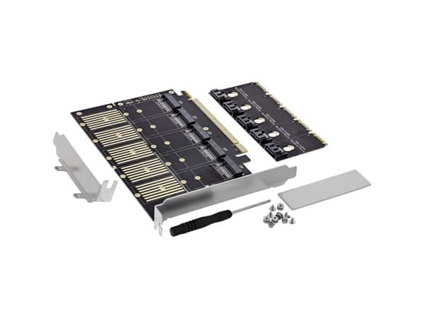 InLine 76619G, PCIe, M.2, SATA, Hankjønn, PCIe 3.1, JMB585, 6 Gbit/s