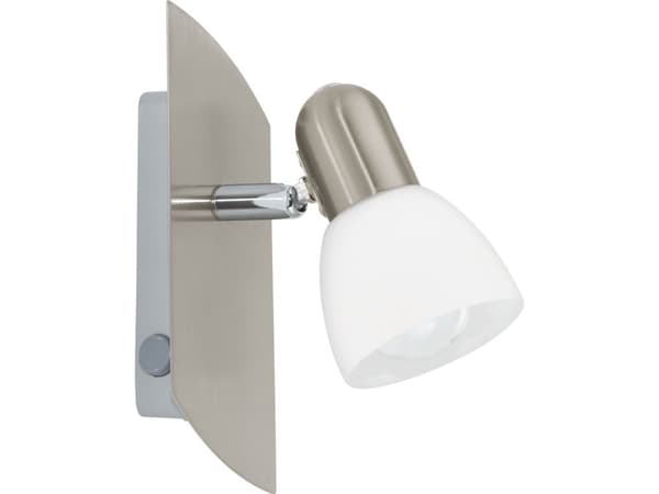 EGLO ENA spotlight i borstat stål med diffusor i satinvitt glas