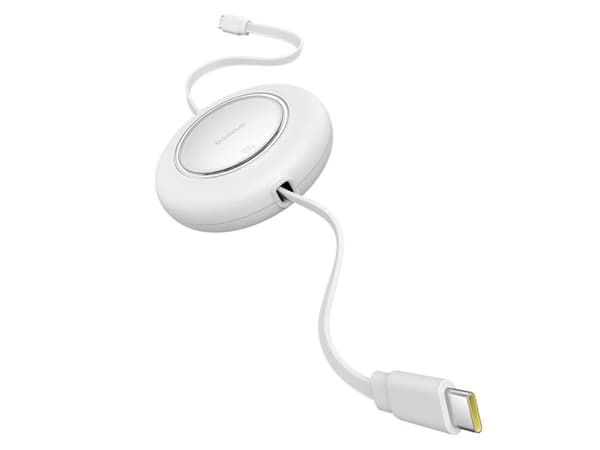 Kabel Baseus Free2Pull Mini 100W, utdragbar USB-C till USB-C, 2 m, vit