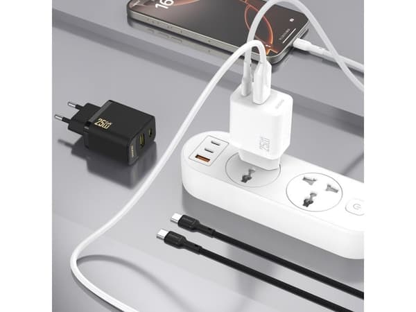 Dudao A26TCEU adapter 25W 1xUSB-C 1xUSB-A 1 m USB-C-kabel ingår