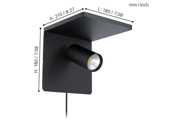 EGLO CIGILE vegglampe med spot i sort