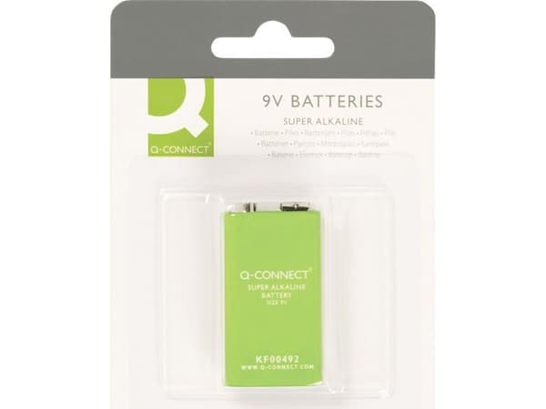 Q-CONNECT 9V, Engångsbatteri, 9V, Alkalisk, 9 V, 1 styck, Grön