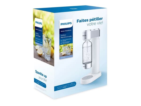 Philips GoZero ADD4902WH - Sodamaskin - 1 liter - borstat rostfritt stål