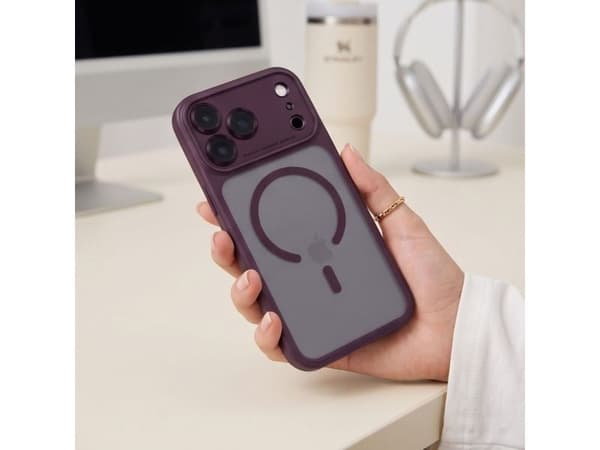 Tech-Protect MagPeak MagSafe CC Case for iPhone 18 Pro Max / 17 Pro Max - Dark Cherry Matte