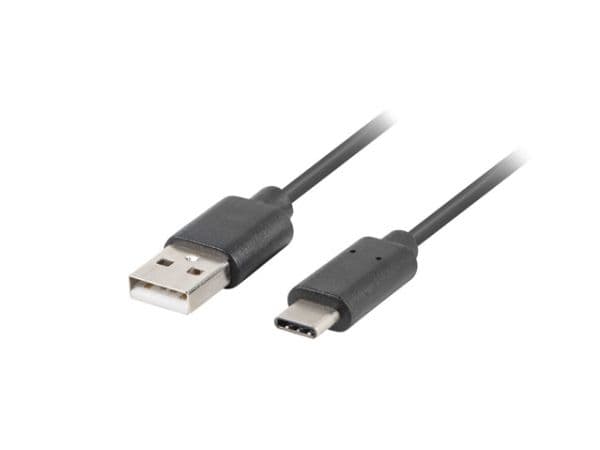 Lanberg USB-C USB cable - USB A 1m black (CA-USBO-20CU-0010-BK)