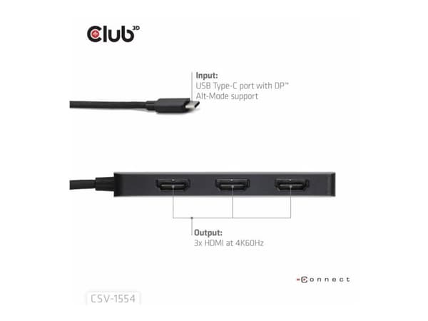Club 3D CSV-1554 - Dokkingstasjon - USB-C / Thunderbolt 4 - 3 x HDMI