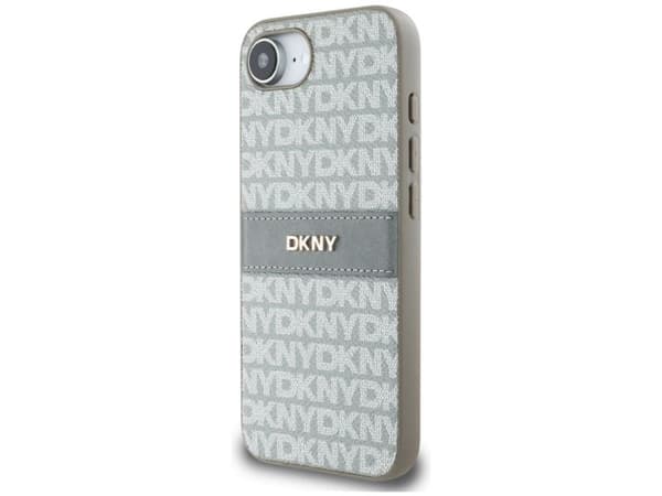 DKNY mobilskal Repeat Texture Pattern med ton-i-ton rand för iPhone 16e beige