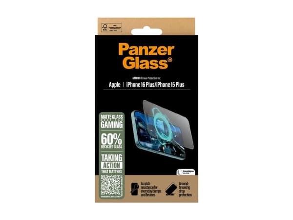 PanzerGlass ® Gaming Screen Protector iPhone 16 Plus | 15 Plus | Ultra-Wide Fit, Apple, Apple - iPhone 16 Plus, Apple - iPhone 15 Plus, Asennus kui...