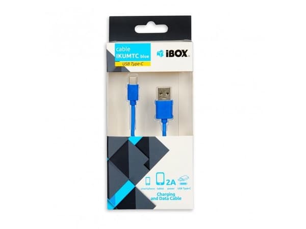iBox IKUMTCB, 1 m, USB A, USB C, USB 2.0, Sininen
