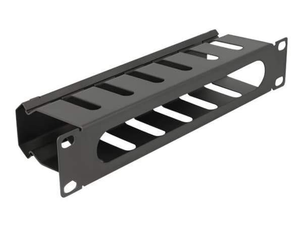 Delock - Rack cable management routing panel - with opening - svart - 1U - 10"