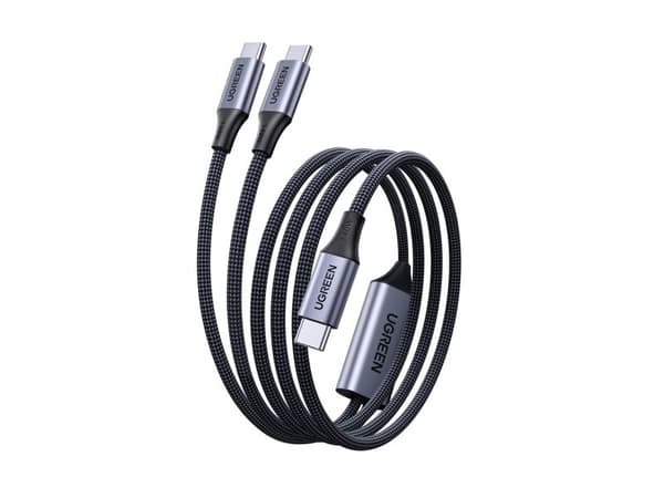 Ugreen USB-kabel 2in1 USB-C - 2xUSB-C PD 140W 2m - svart