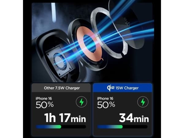 Spigen Essential EF223MS 3-i-1 QI2 trådlader - svart