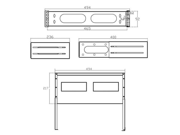 InLine 19102B, Väggmonterad rack, 2U, 4,07 kg, Svart