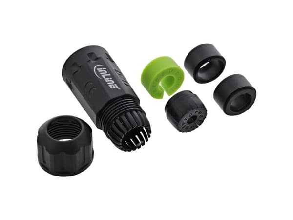 InLine strømkabelkobling IP68 3-polet 4-veis M20 sort (69927V)