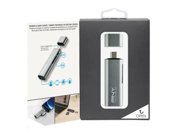 PNY - Kortläsare - 3-i-1 (SD, microSD, SDHC, microSDHC, SDXC, microSDXC) - USB-C