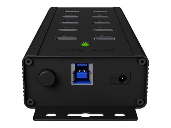 ICY BOX IB-HUB1703-QC3 - Hubb - 7 x SuperSpeed USB 3.0 - skrivbordsmodell, väggmonterbar