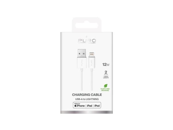 Puro USB-A - Lightning 2 m hvit kabel (8018417498862)
