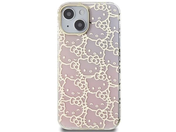 Hello Kitty hardcase til iPhone 15/14/13 6,1" rosa/rosa IML Gradient Electrop Crowded Kitty Head