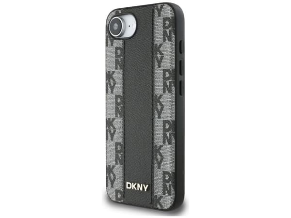 DKNY etui DKNY Leather Checkered mono MagSafe til iPhone 16e svart