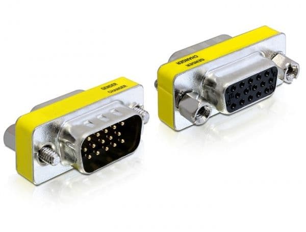 DeLOCK 65250, VGA (D-Sub), VGA (D-Sub), Musta, Hopea, Keltainen