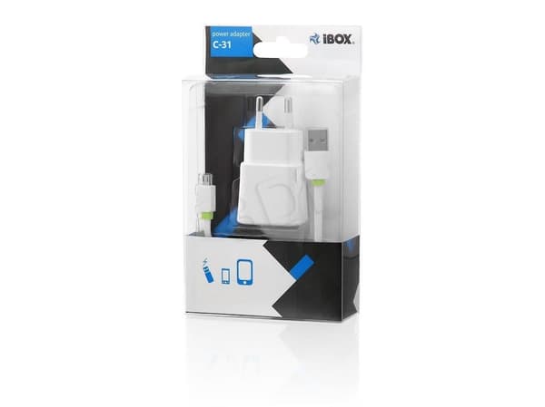 iBOX C-31 - Strömadapter - 2 A (USB) - på kabel: Micro-USB