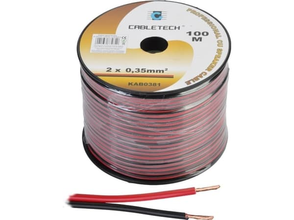 Cabletech högtalarkabel 2x0,35 mm² svart/röd (koppar)