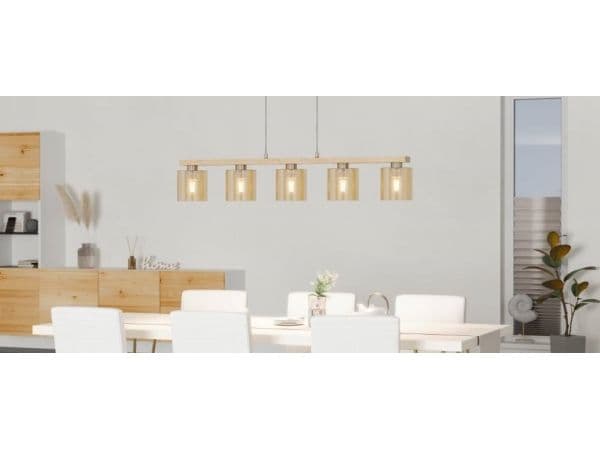 EGLO CASTRALVO LÅNGBORD E27 5L BS/TRÄ/AMBER