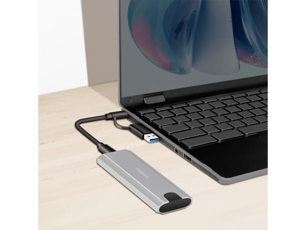 LogiLink UA0439, SSD-inkapsling, M.2, M.2, PCI Express, 10 Gbit/s, Byte under drift (hotswap), Grå