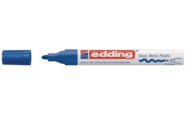 Edding 750, Blå, Fin spets, Blå, Vit, Plast, Bold, 2 mm