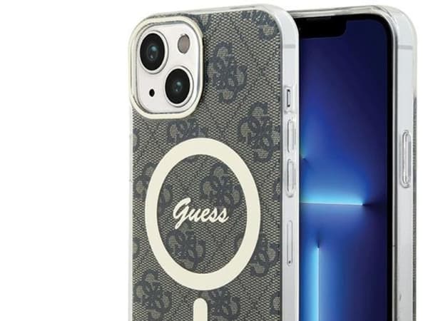 Guess IML 4G MagSafe iPhone 15 Plus Case - Brown